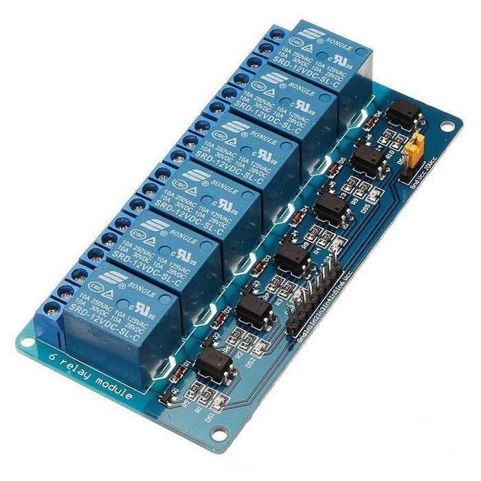 12V 6-Channels Relay Module with Opto-coupler