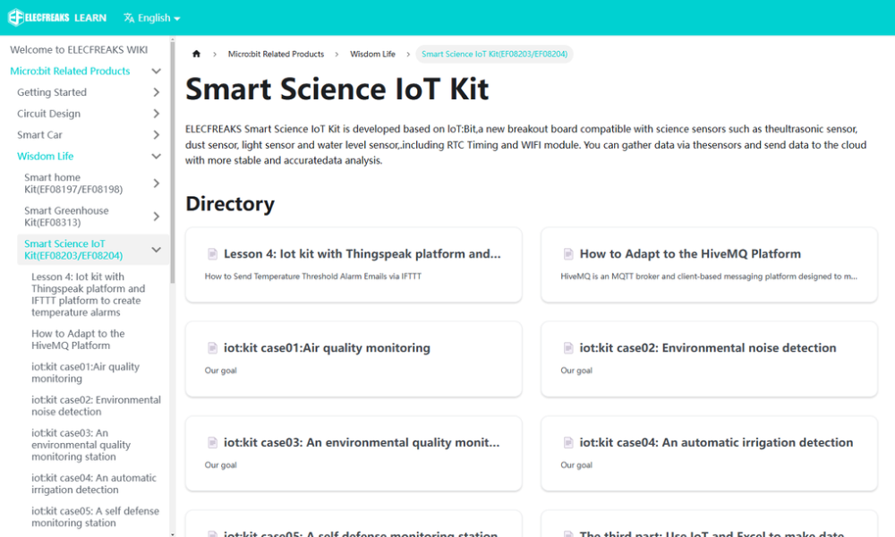 Smart Science Internet of Things Kit wiki overview