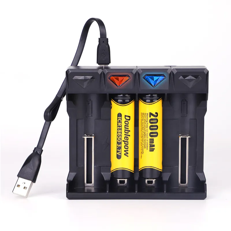 Doublepow 4-slots 3.7V 18650 charging station via USB